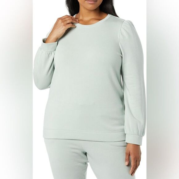 NWT Women’s Amazon Aware Gray Puff Sleeve Long Sleeve Sweatshirt Size Large - Picture 6 of 8